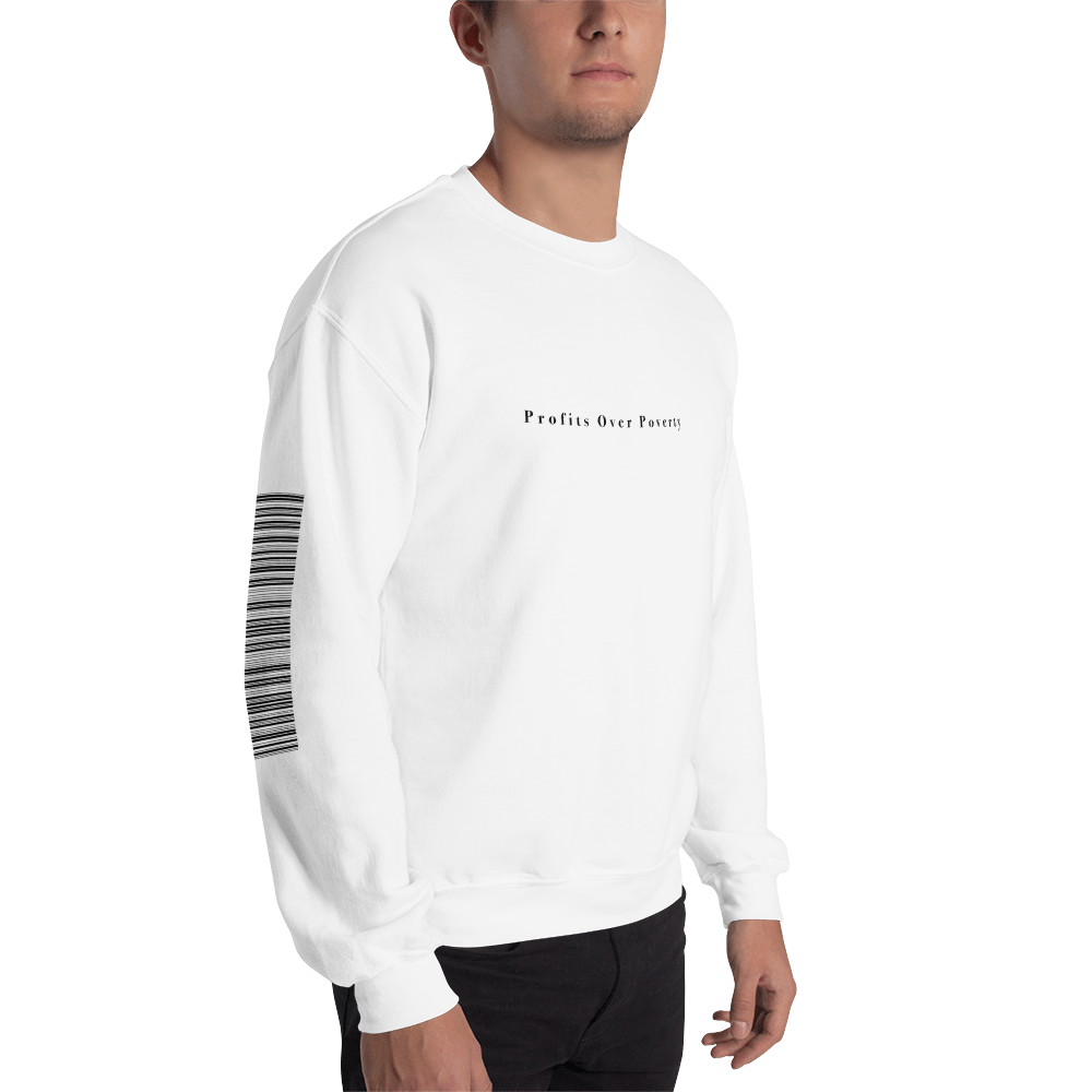 Classic Profits Over Poverty White Sweatshirt (Unisex)