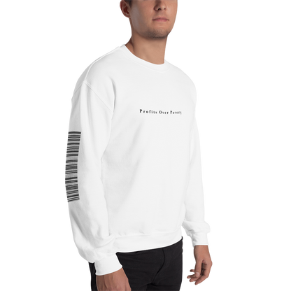 Classic Profits Over Poverty White Sweatshirt (Unisex)